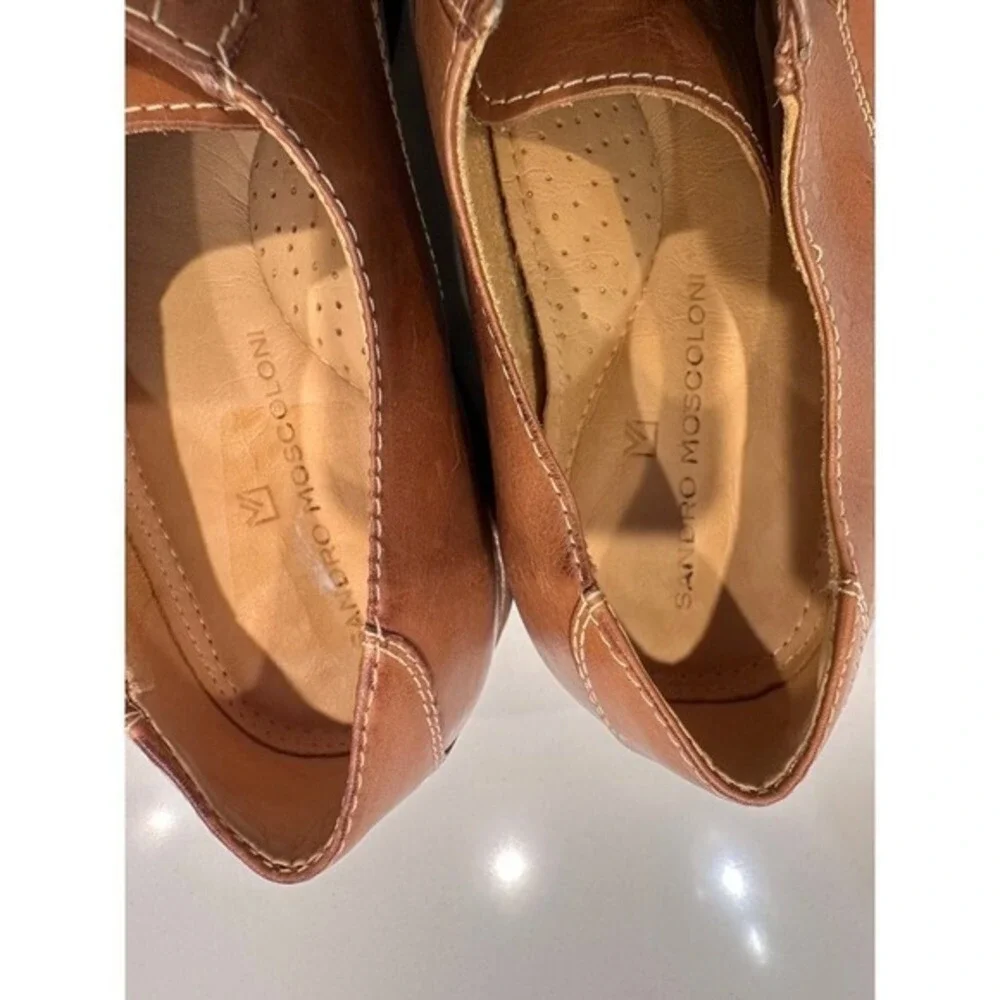 Sandro Moscoloni Mens Tan Brown Leather Cap Toe Oxford Shoes 17763 Size 11.5‎ M